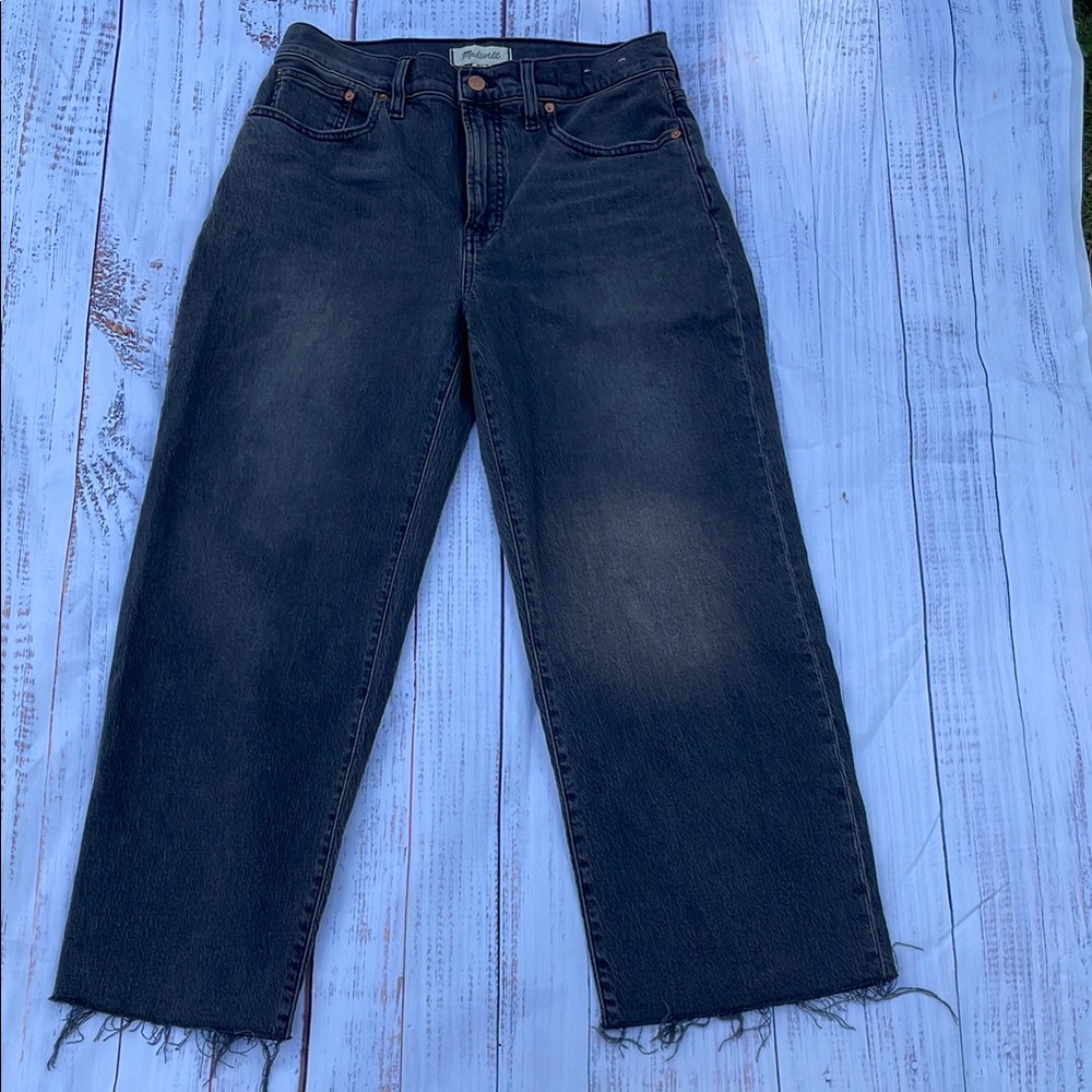 Madewell Straight Leg Jeans in Washed Black